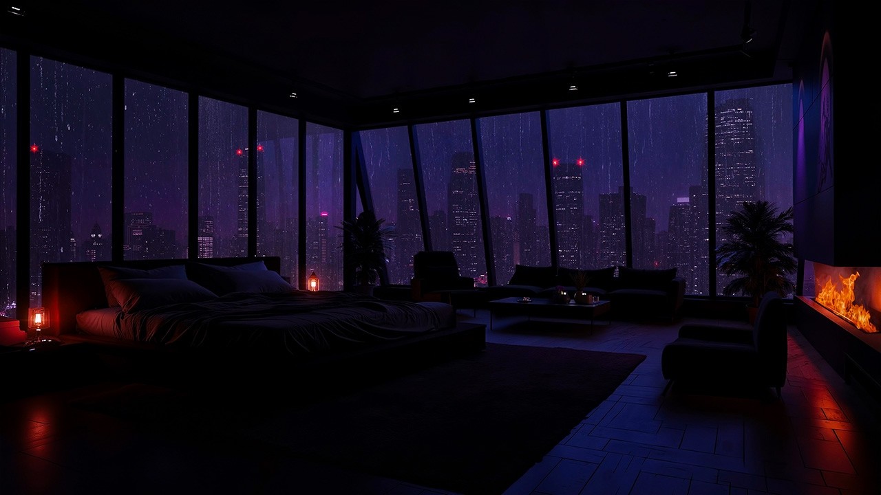 City Lights & Rainy Night 🌙 Gentle Piano Music for Sleep