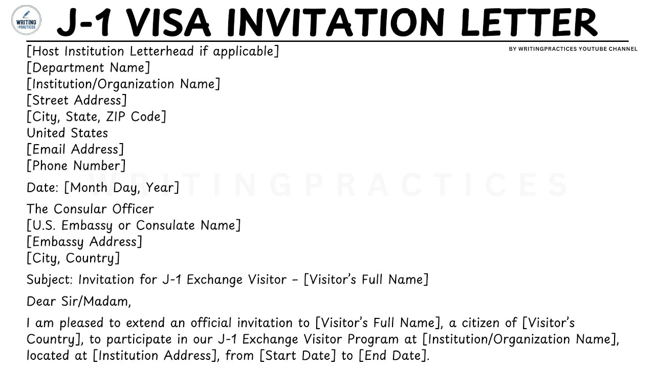 How To Write J1 Visa Invitation Letter Step by Step Guide | Writing Practices