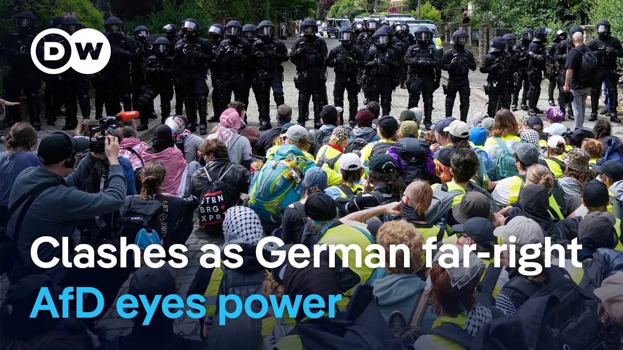 German police clashed with left-wing activists protesting the AfD's party congress | DW News