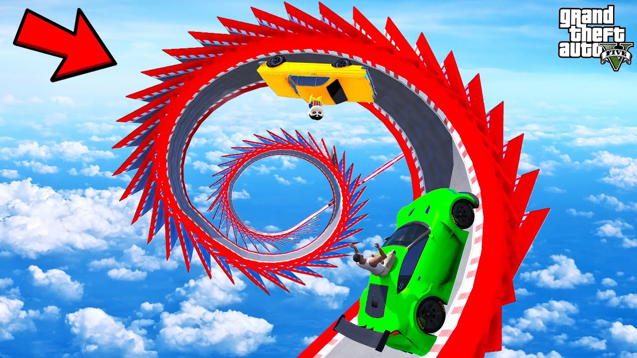 FRANKLIN TRIED MOST DANGEROUS SPIRAL WALLRIDE PARKOUR RAMP CHALLENGE GTA 5 | SHINCHAN and CHOP