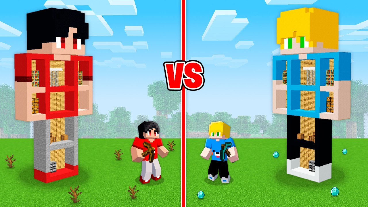 BATALHA de ESTATUAS de KASS vs KR no minecraft