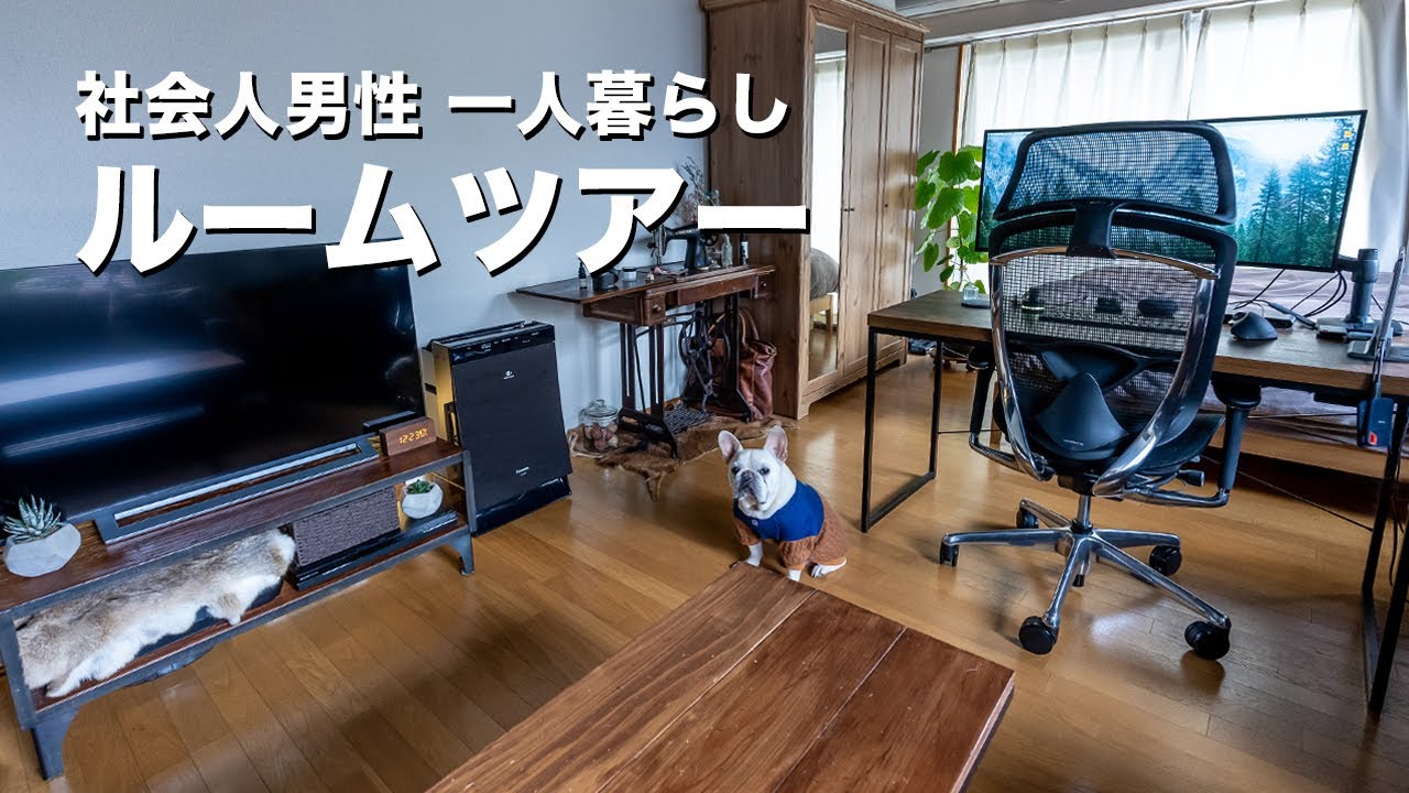 【ルームツアー】社会人(男)一人暮らしの部屋紹介 ペットと過ごす1Kのような1ルーム