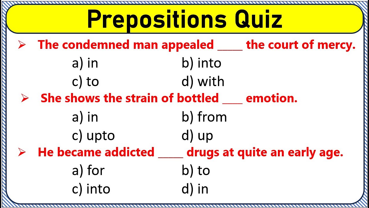Prepositions Quiz | Grammar Quiz | Fixed Prepositions | English Grammar | English Language #english