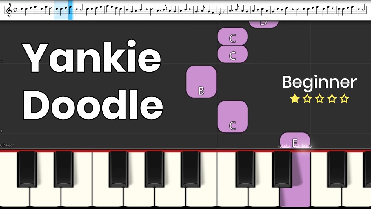 Yankee Doodle | Piano Play Along | Easy Piano Tutorial for Beginners