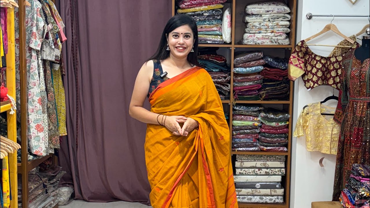 Bengal Khadi Pure Cotton Sarees Bhujori Hand Weaving