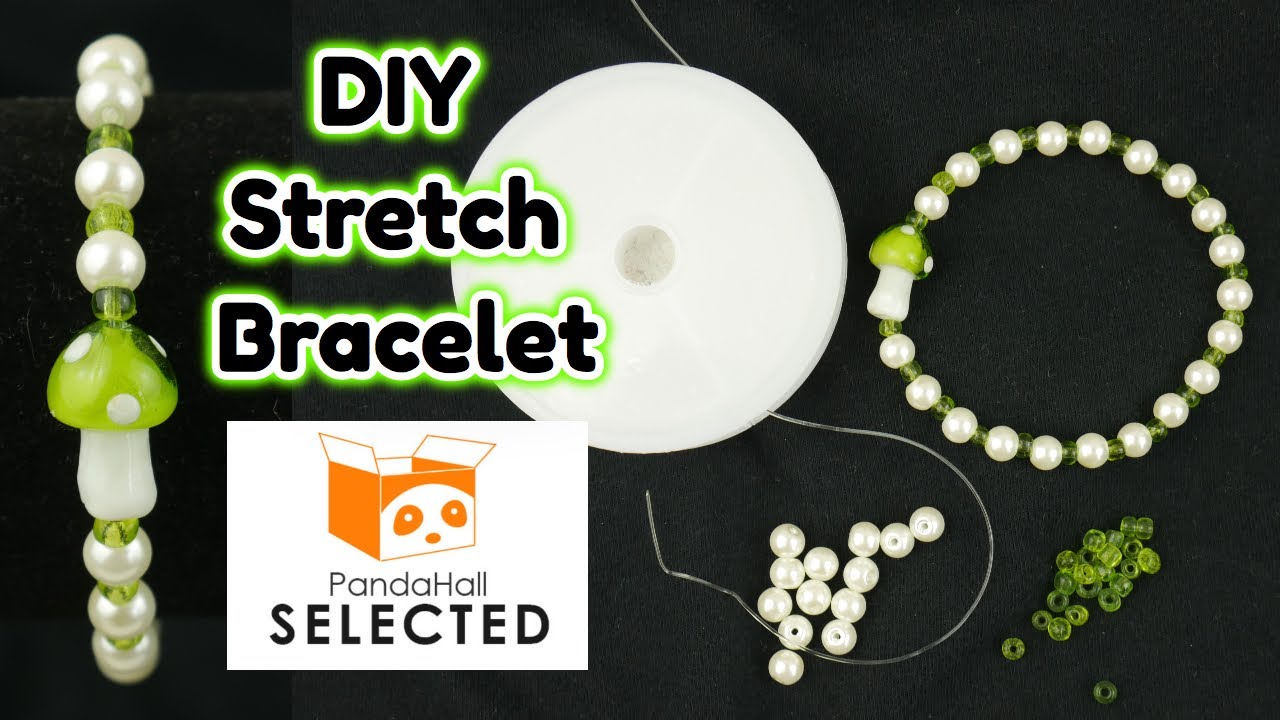 DIY Mushroom & Pearl Stretch Bracelet | Elastic Strung Bracelet | Pandahall Selected Item Review