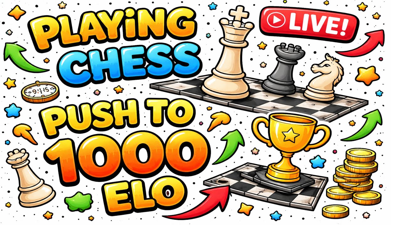 Chess live! Rank pushing to 1000 ELO day 25 part 3 #chess