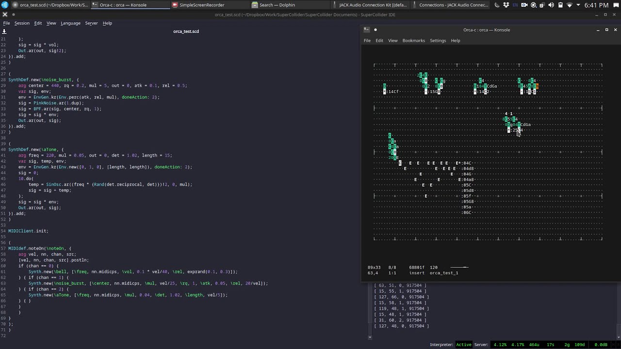 Livecoding w/Orca and SuperCollider 02/12/21