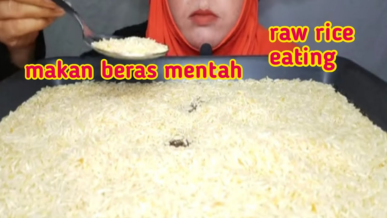 ASMR ROASTED RICE EATING SOUNDS | MAKAN BERAS SANGRAI  | 生ご飯を食べる | 밥을 먹다 | 吃生米 #mukbang