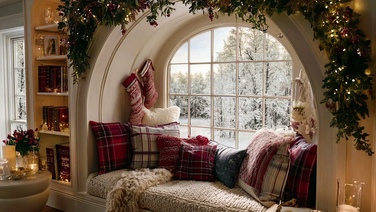 Gentle Snowfall Outside ❄️ Cozy Indoor Evening Ambience for Reading, Relaxing & Falling Asleep