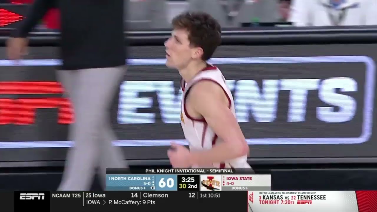 Caleb Grill 31 Points, CLUTCH buckets in Iowa State upset over North Carolina 11-25-22