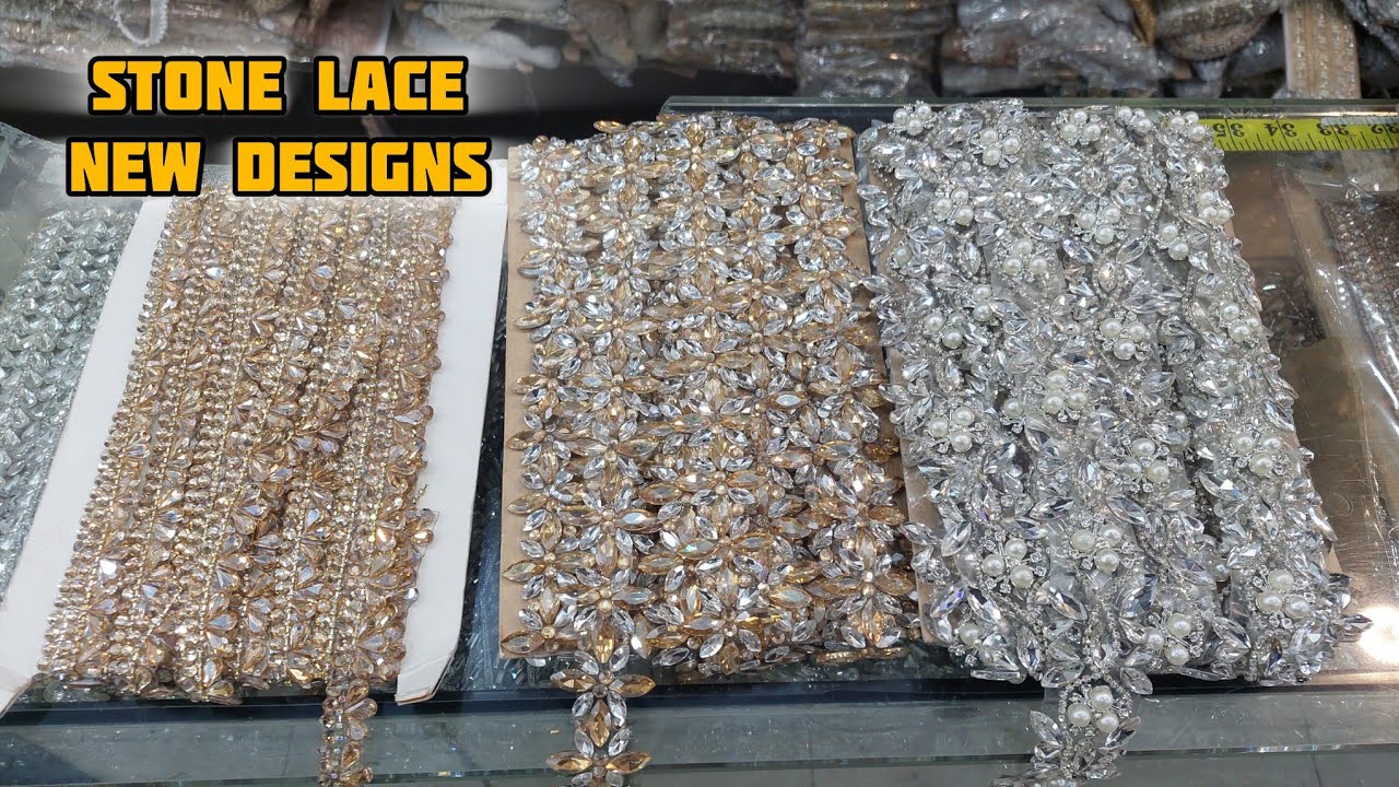 New Designs Stone Laces | Broad And Narrow Stone Laces | Pakistani Lace Designs 