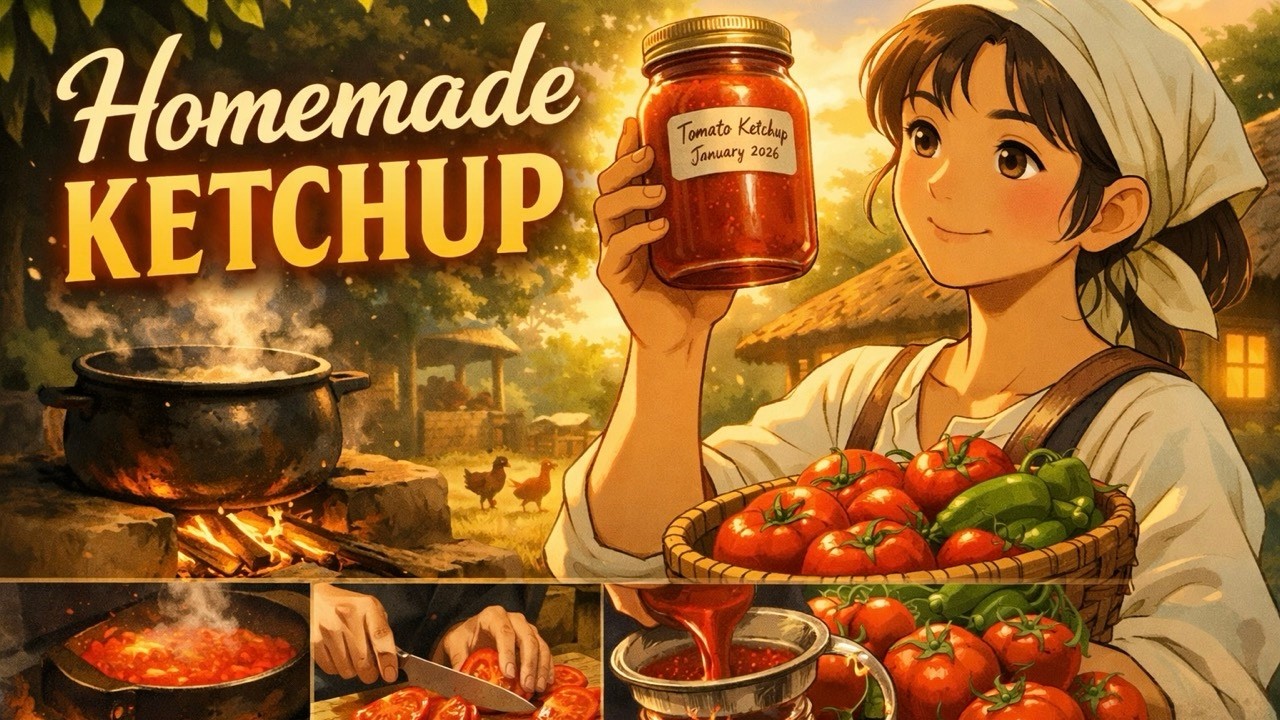 Slow Living in the Countryside 🍅 Make Tomato Ketchup From Scratch | ASMR Farmhouse Cooking