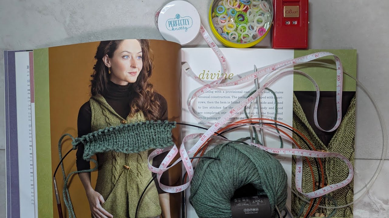 Part 1: Casting on a new knitting project. Gauge check, yarn choice, provisional cast-on, pattern.