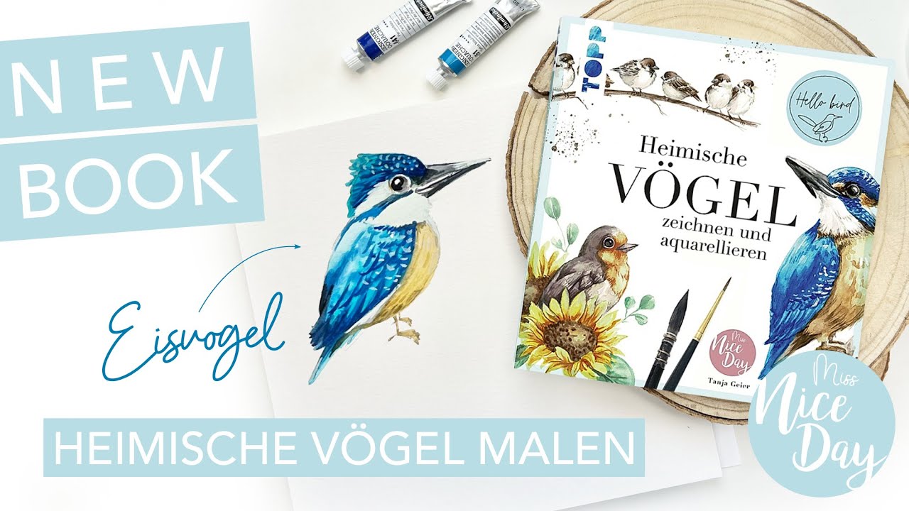 Eisvogel in Gouache - nach meinem Buch Heimische Vögel malen
