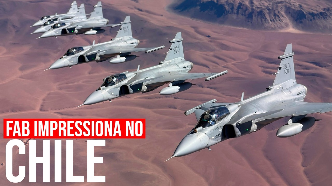 For&ccedil;a A&eacute;rea Brasileira chega ao Chile em grande estilo e impressiona; 6 Gripens em forma&ccedil;&atilde;o.