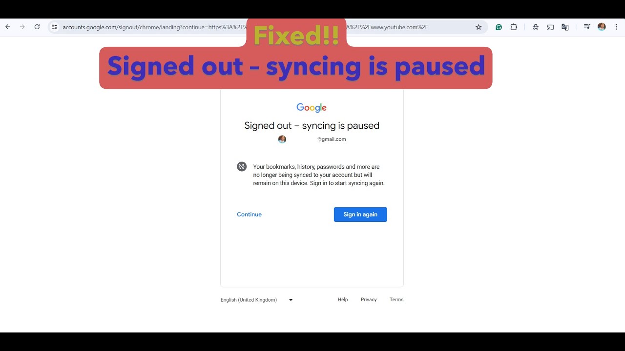 How to fix Signed out &ndash; syncing is paused in Google Chrome