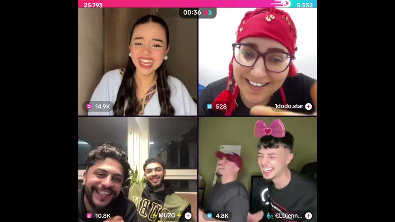 ايناس مع موزو ونزار والجين رباعي مع دودو المغربية مشكلة مع نزار وايناس لايف 3/2