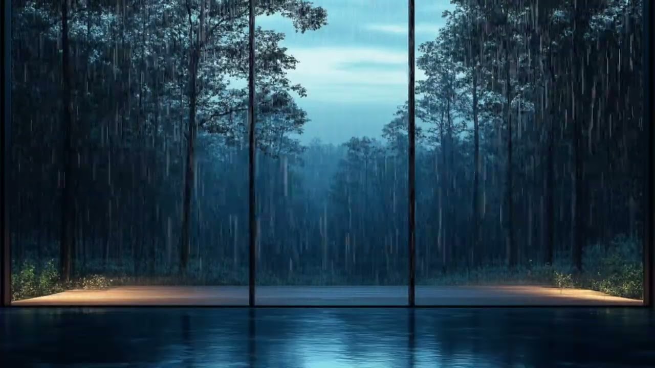Rain Sound On Window with Thunder Sounds ' ASMR ' Study and Relaxation, Heavy Rain for Sleep