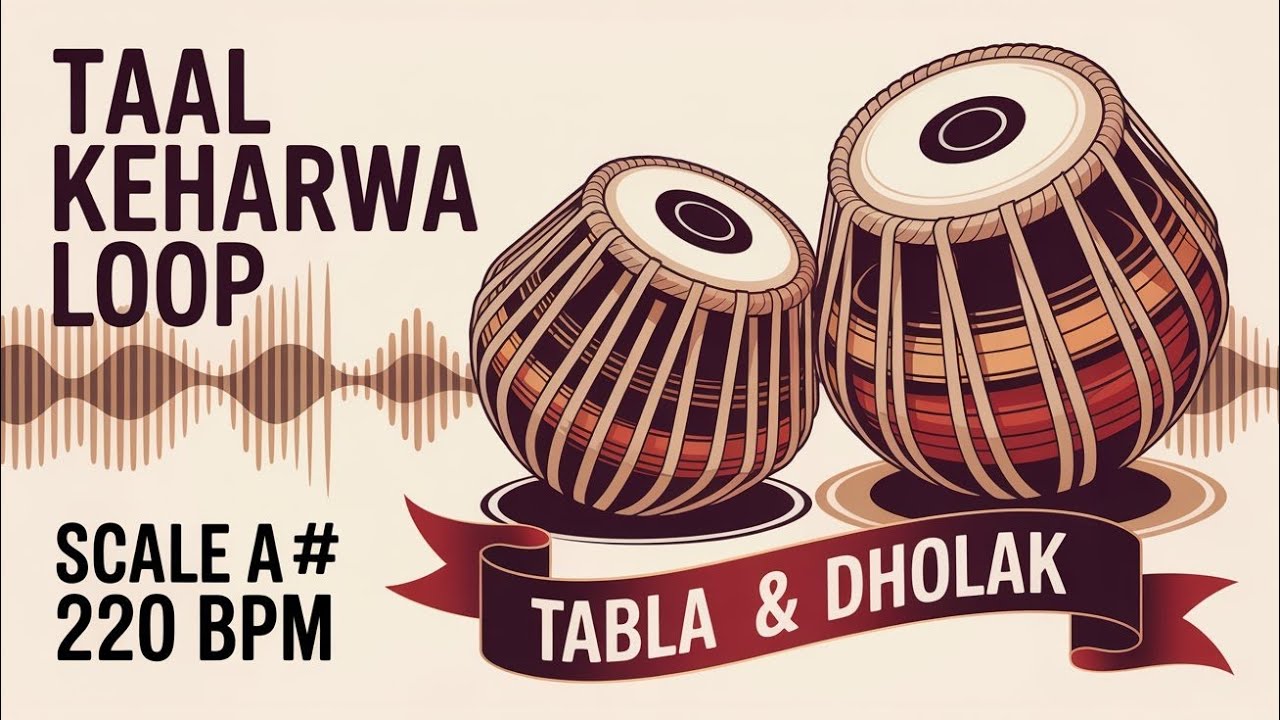Dholak Tabla Taal Keherwa Loop for all  Songs | 220 BPM | A# Kali 5 #rhythm #riyazwithtabla
