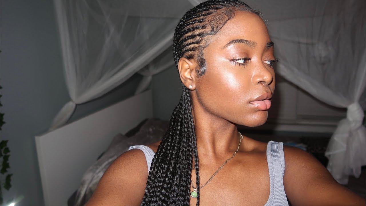 how to do straight back/feed-ins braids on yourself + how to start off knotless| VLOGMAS DAY3