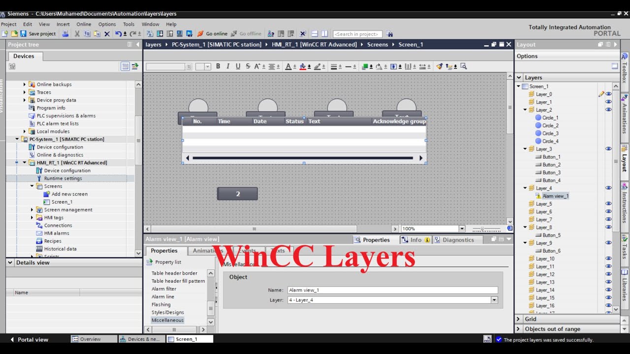 TIA Portal WinCC  Layers
