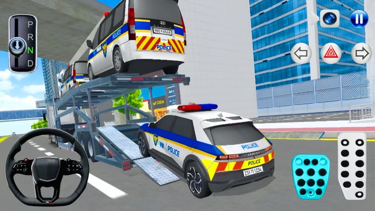 Police Cars Transport to Parking Garage by Trailer Truck 🚓🚛 | 3D Driving Class 2026 Android Gameplay