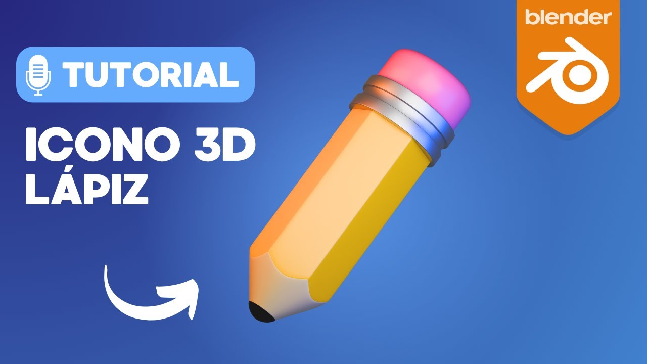 Blender: Tutorial de ícono 3D – Lápiz | 3D Pencil Icon