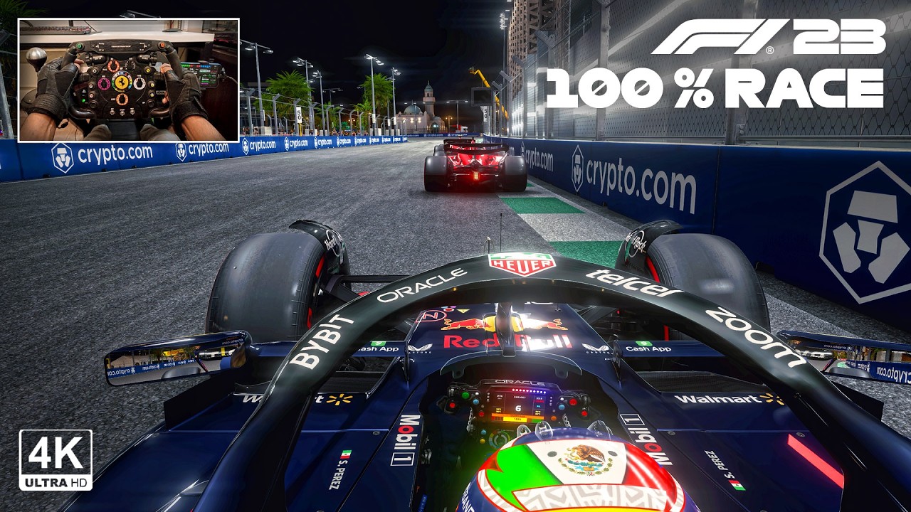 Sergio P&eacute;rez's Red Bull Racing RB19 | 2023 Saudi Arabian GP 100% Race F1 23 Steering Wheel Gameplay