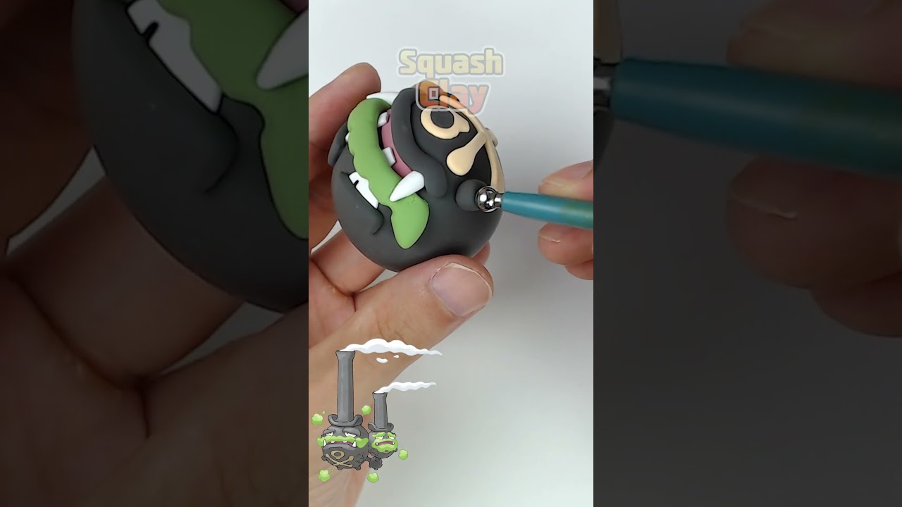 Making Galarian Weezing Pok&eacute;mon out of clay #DIY #art #handmade #Pokemon #satisfying
