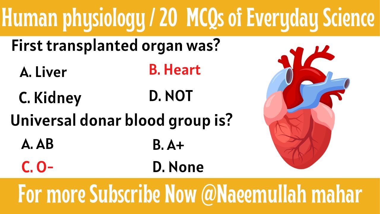 Everyday Science MCQs | Human physiology | Part 02 | Naeemullah mahar