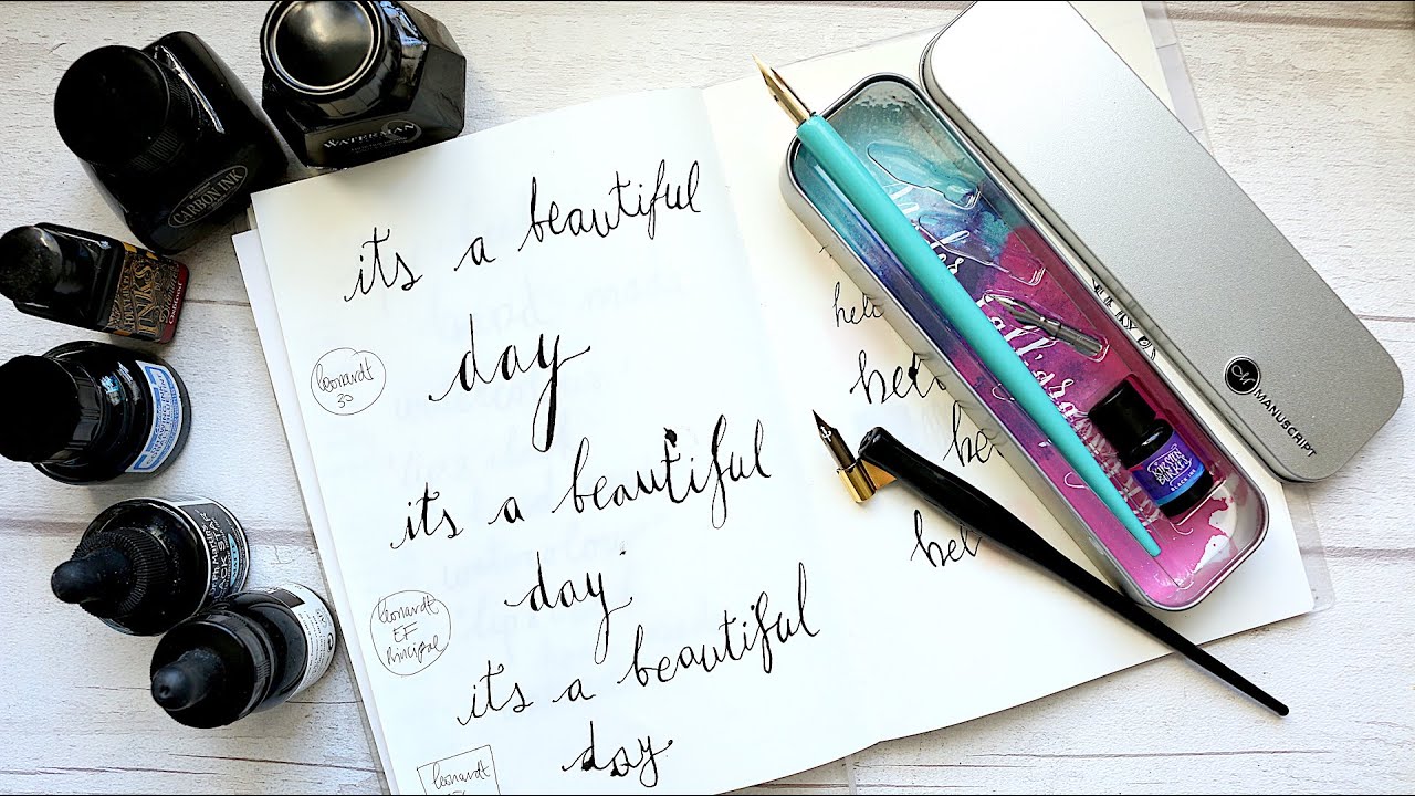 Straight Dip Pen Holder vs Oblique | Review + Demo