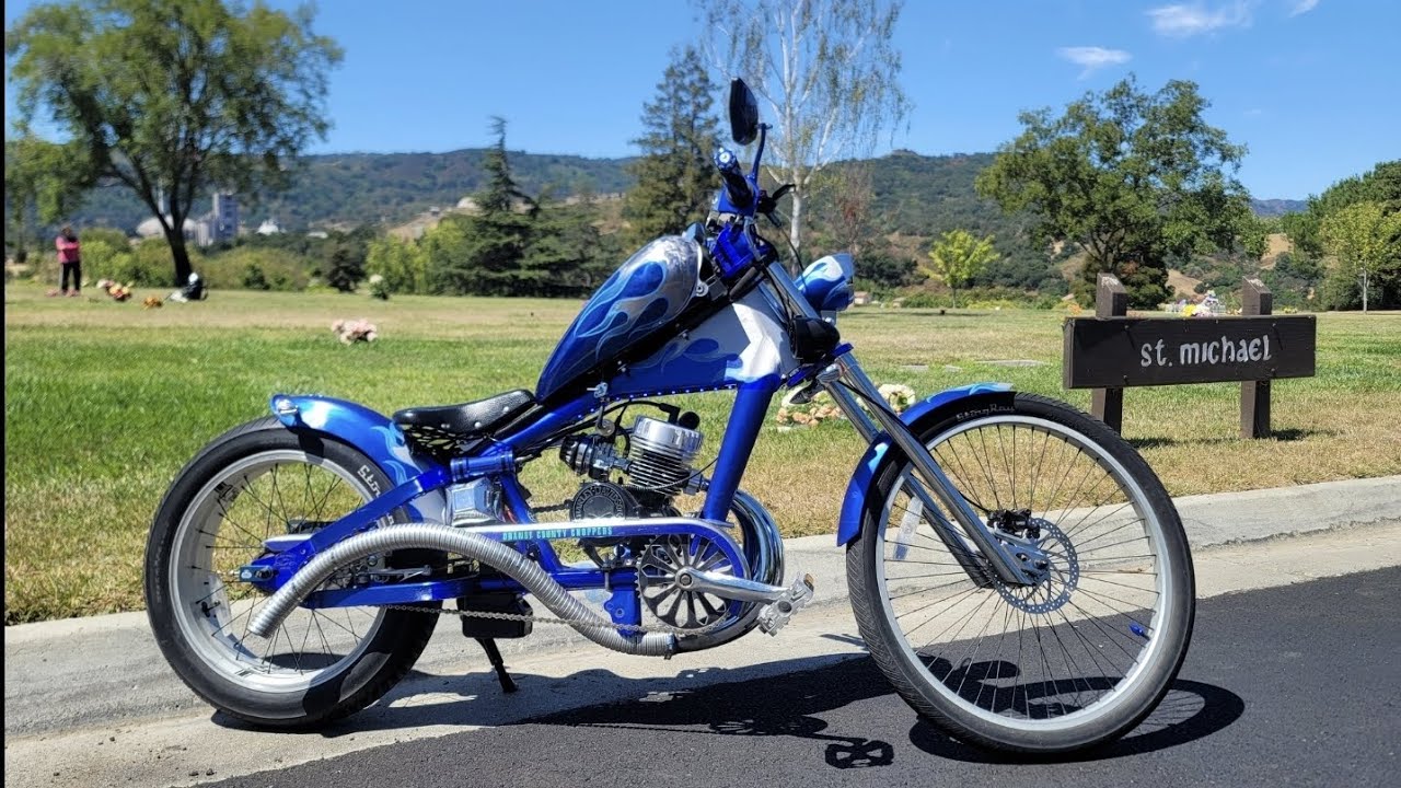 Building a 2 stroke Schwinn Stingray Orange County Chopper bicycle in 30 mins (No Welding)