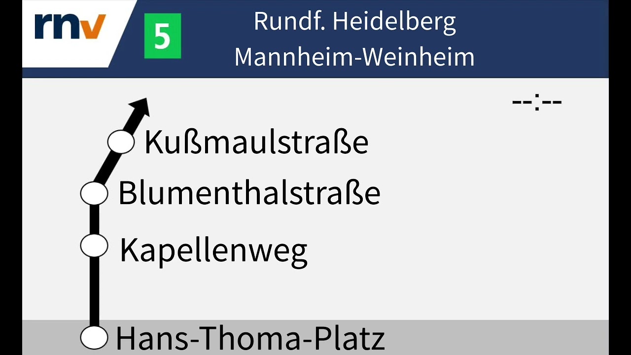 Ansage der Linie 5 RNV Heidelberg-Mannheim-Weinheim