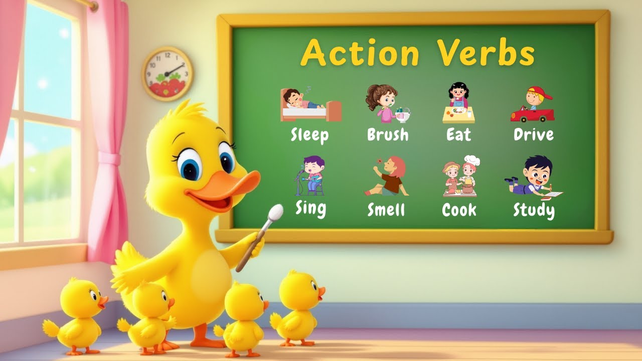 Learn Action Verbs in English | Action Words for Kids | Little Ducklings Academy