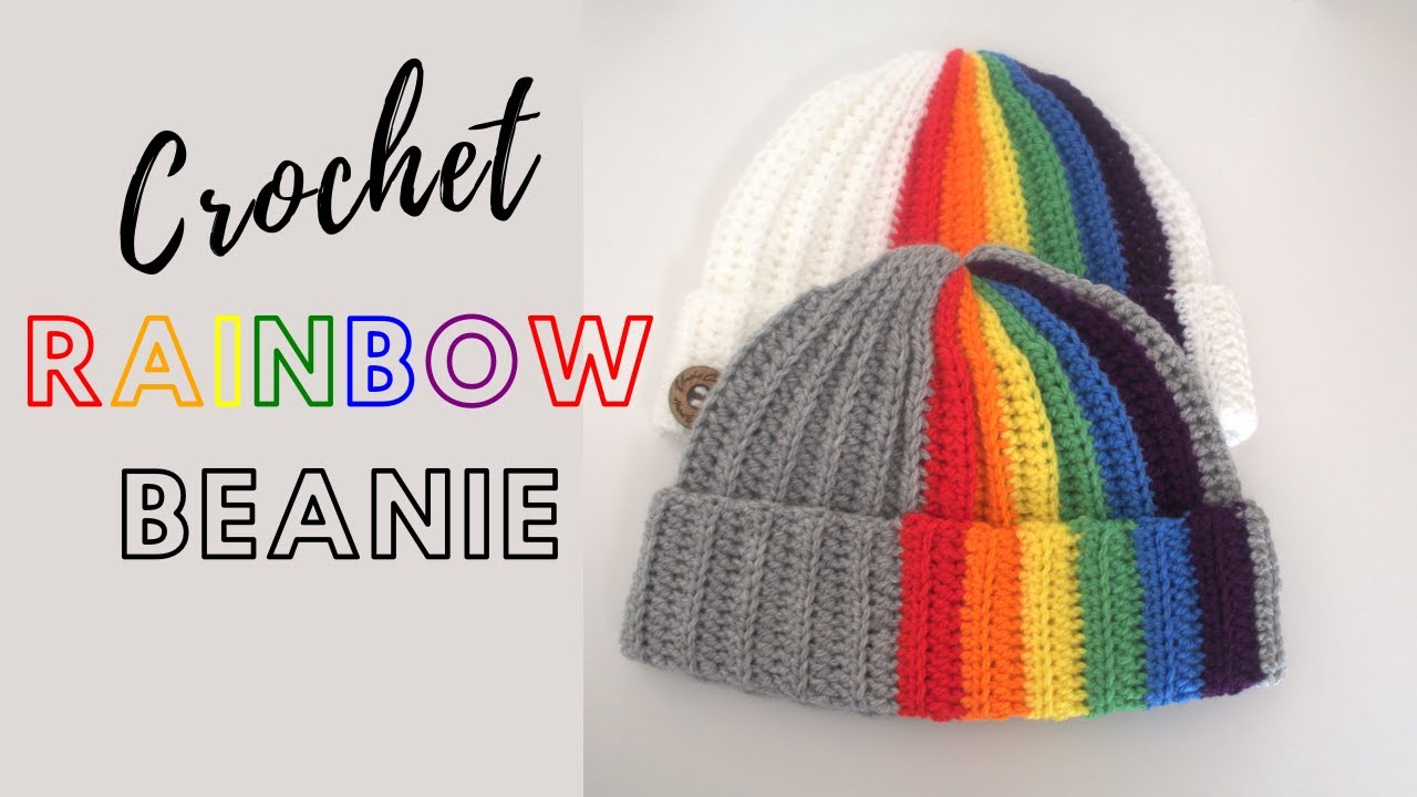 Crochet Rainbow Pride Beanie Tutorial - Beginner Friendly Hat