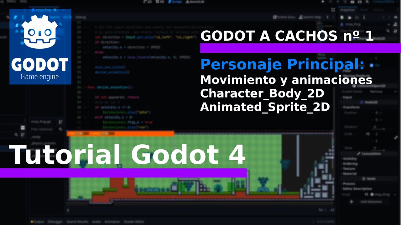Godot a cachos nº 1. 🔥 Tutorial godot 4 en Español 🔥 Movimiento y animaciones del personaje