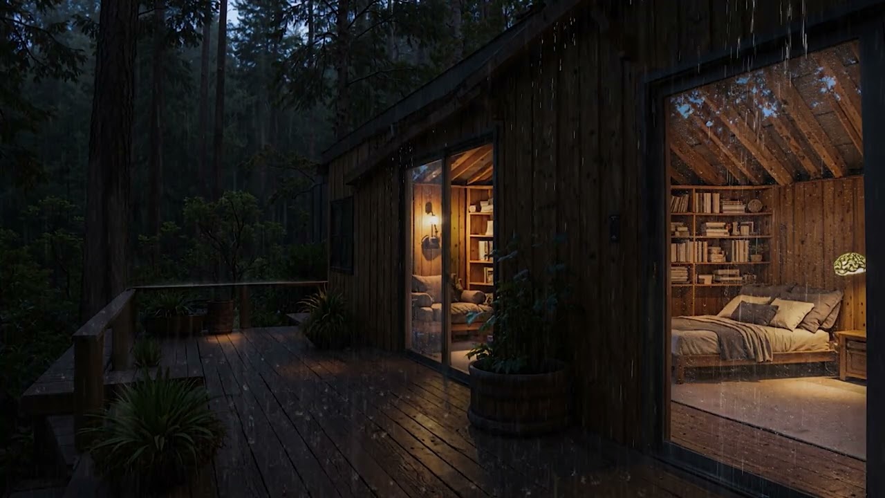 Rainy Night Calm Surrounding a Hidden Forest Retreat 🌧️ | Relaxing Sleep Sounds