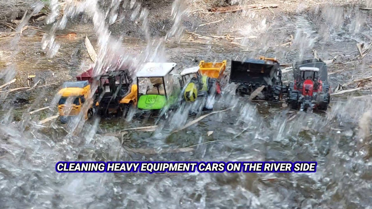 CLEANING HEAVY EQUIPMENT CARS IN THE RIVER || TRUCK CAR
