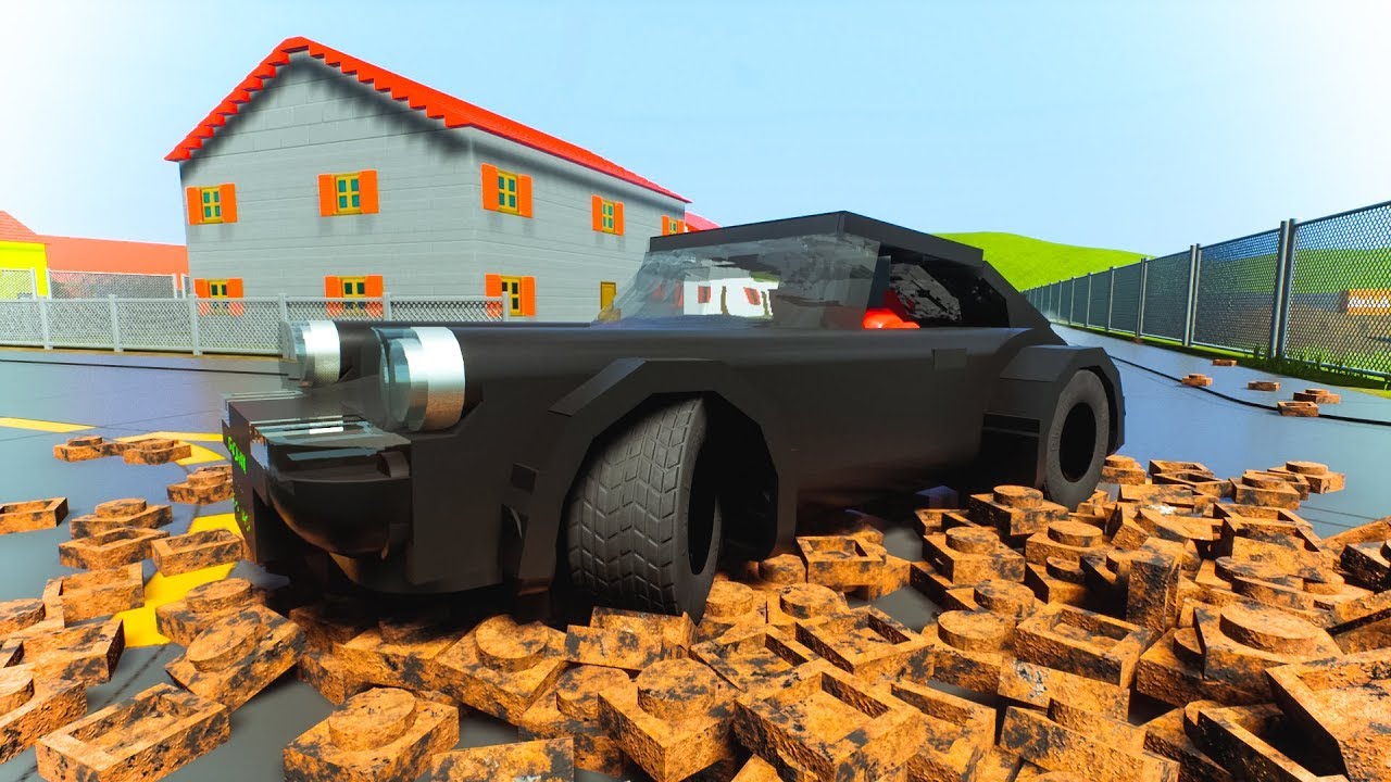 Road Lego Gravel Pile Car Crashes | Brick Rigs