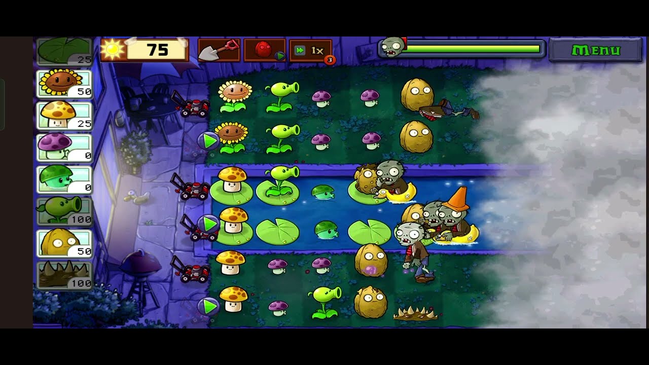 Plants vs Zombies | Fog Mode | Level 1 | #pvz  #pvzgameplay  #plantsvszombies