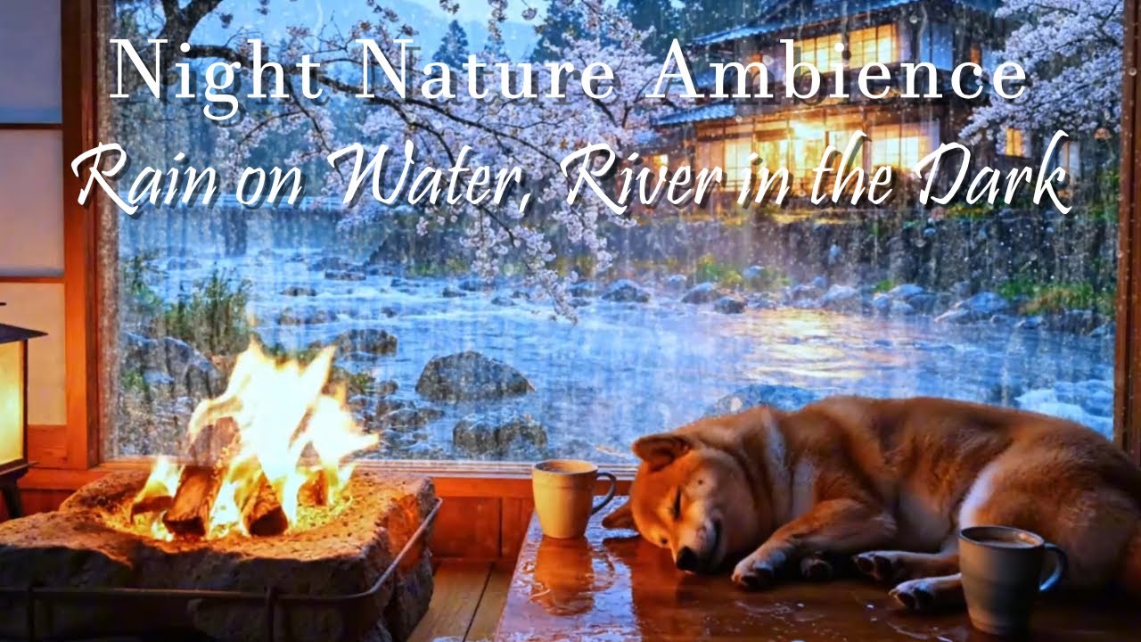 Rain on Water, River in the Dark | Night Nature Ambience