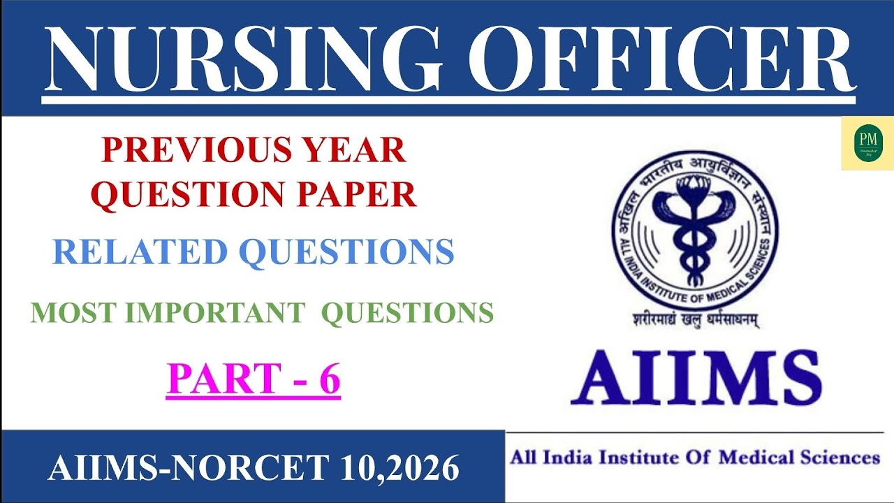 NURSING OFFICER|NORCET 10|AIIMS|PYQ|PART6 #aiims#norcet#aiimscre#rrb #nursing #staffnurse