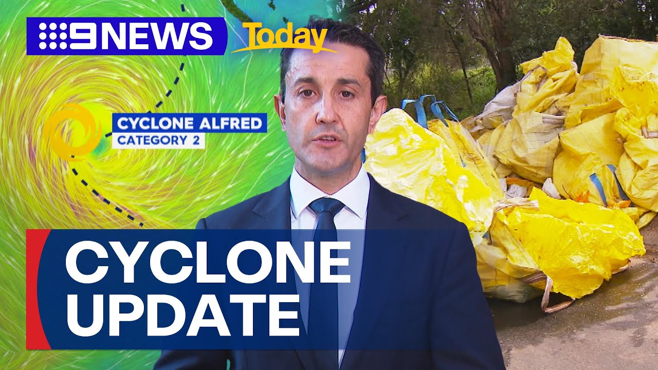 Cyclone Alfred barrels towards Queensland, with residents told to stay vigilant | 9 News Australia