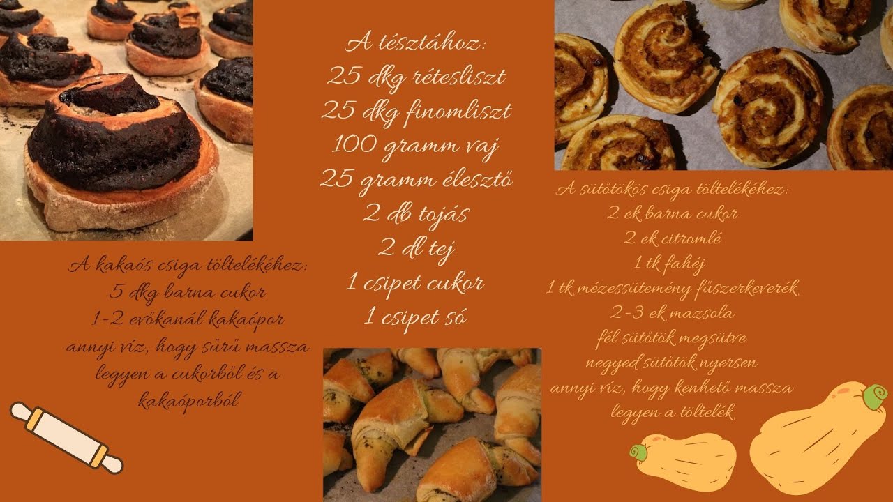 A tökéletes kelt tészta😍Sütőtökös/kakaós csiga és bazsalikomos kiflik ugyanabból a tésztából🤤