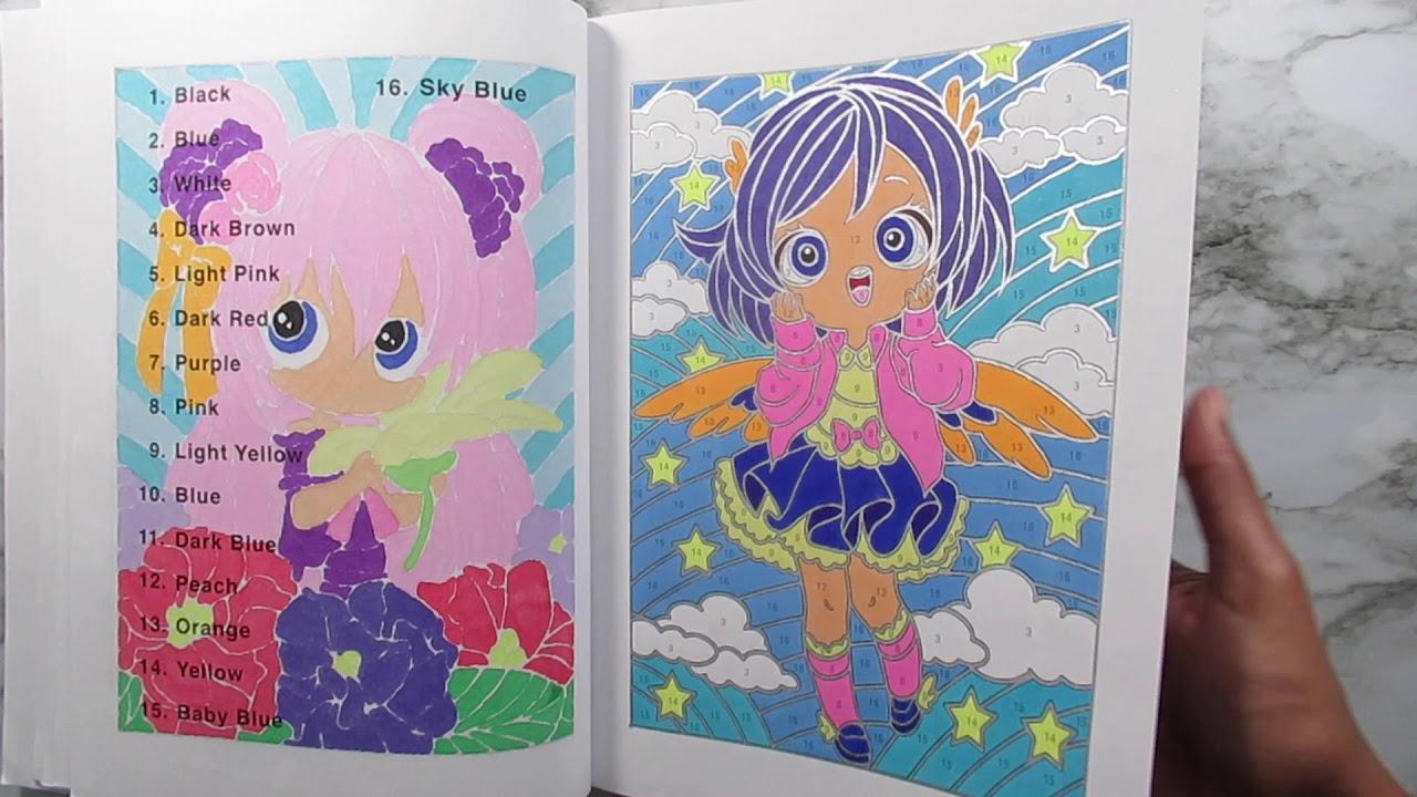#5 COMPLETED COLORING BOOK Color Questopia Chibi Girls Coloring Book
