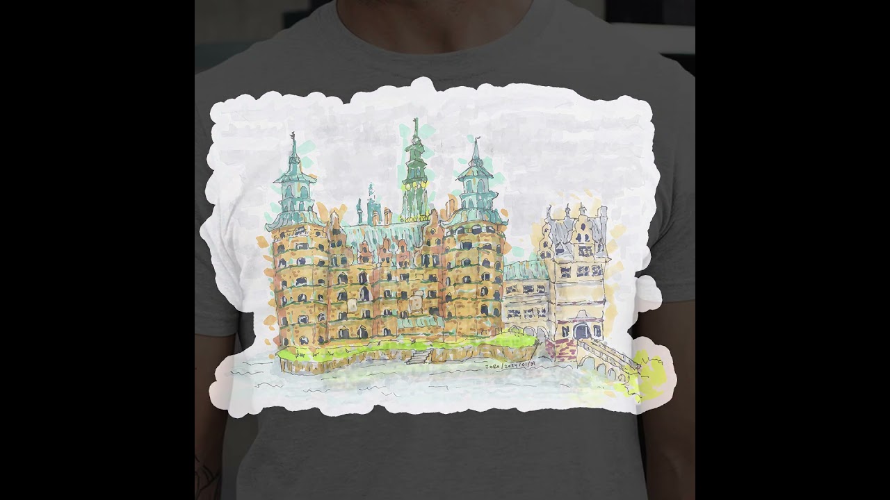Castle T-shirt: Frederiksborg Castle in Hiller&oslash;d, Denmark #joselorochaart #castleart #art