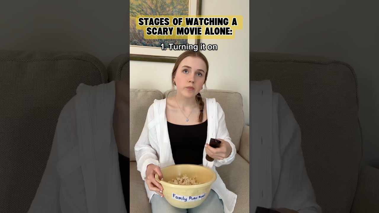 Different stages of watching a scary movie alone #pov #comedy #relatable #skit IB: @Ryanhdlombard
