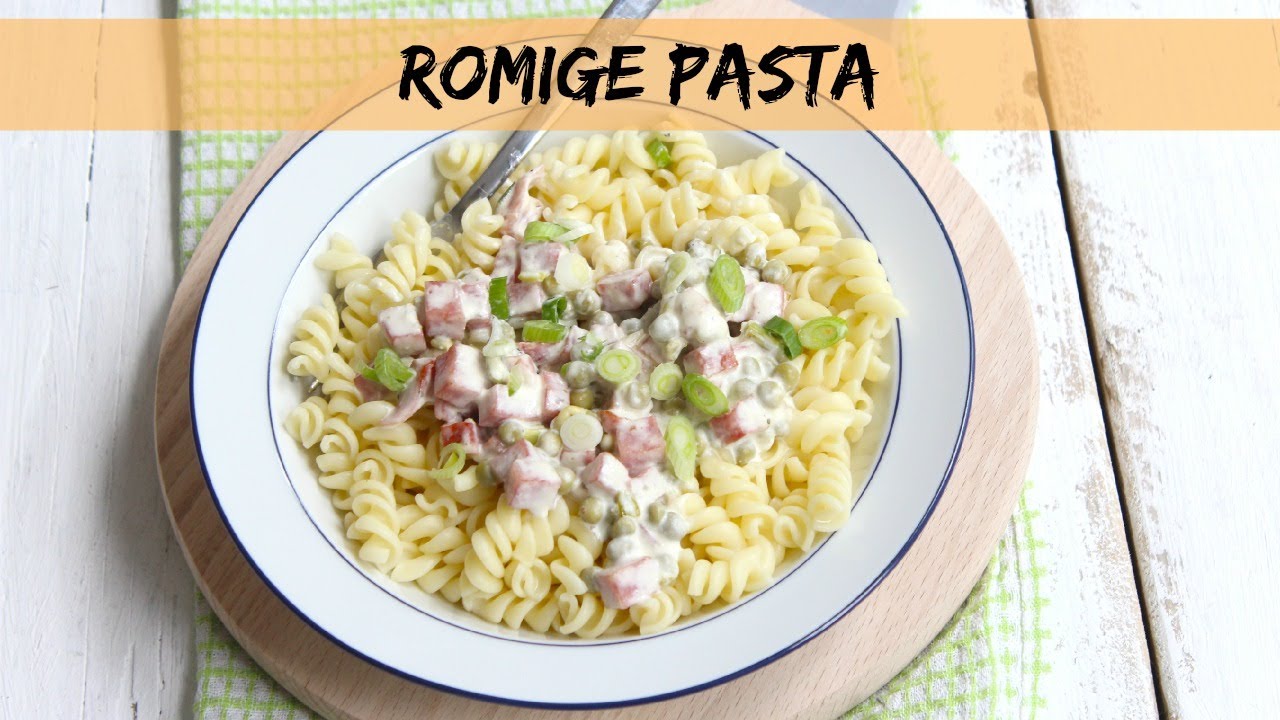 Romige pasta met hamblokjes en doperwtjes - LEKKER EN SIMPEL