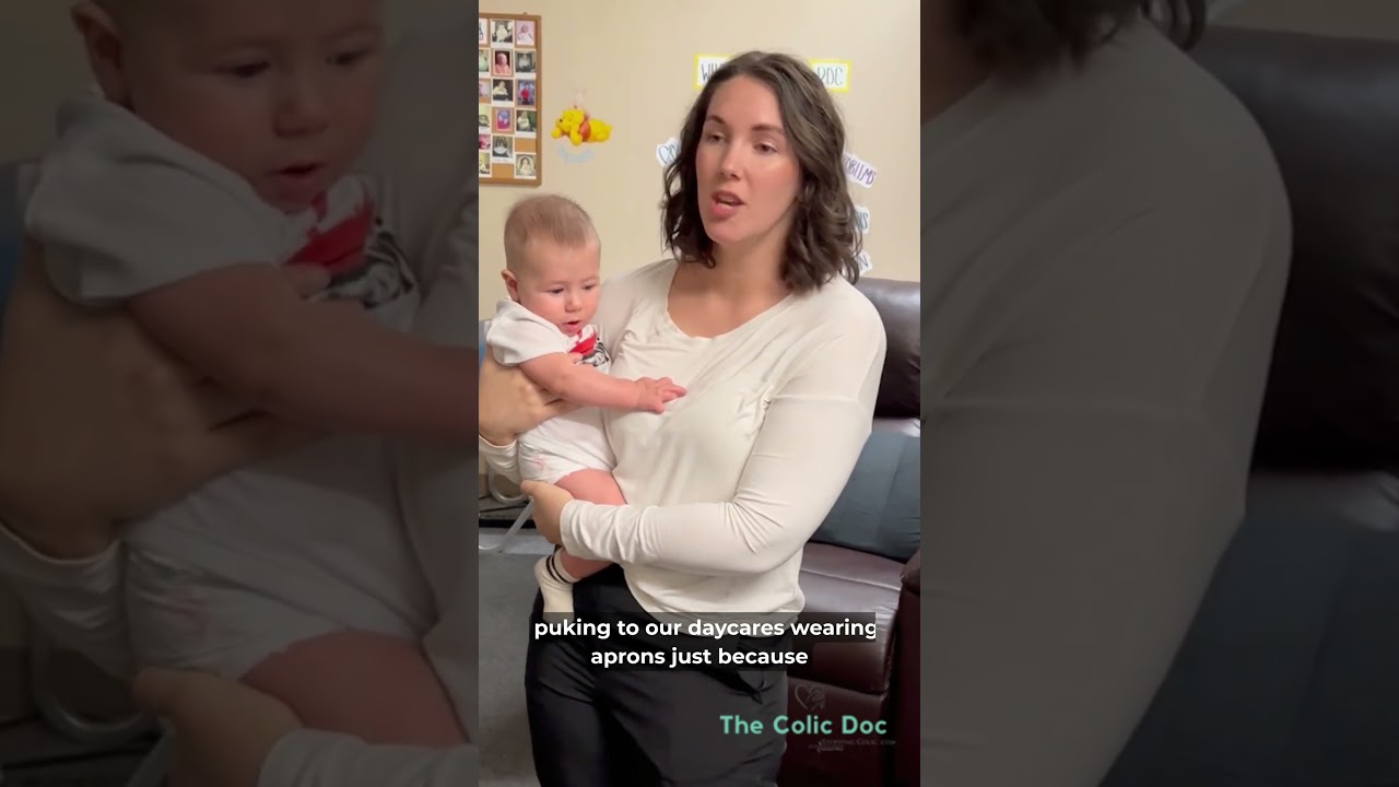 Our Daycare had to Wear Aprons #colicrelief #babyspitup #colic #babycrying